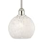 Innovations Lighting White Mouchette 8" Wide Mini Pendant Polished Nickel