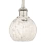 Innovations Lighting White Mouchette 6" Wide Mini Pendant Brushed Satin Nickel