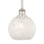 Innovations Lighting White Mouchette 8" Wide Mini Pendant Brushed Satin Nickel