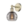 Innovations Lighting Rochester 10" Tall Bathroom Sconce Antique Brass / Light Smoke