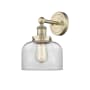Innovations Lighting Bell 10" Tall Wall Sconce Antique Brass / Clear