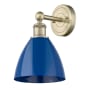 Innovations Lighting Plymouth Dome 12" Tall Wall Sconce Antique Brass / Blue