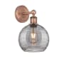 Innovations Lighting Athens Deco Swirl 12" Tall Bathroom Sconce Antique Copper / Light Smoke Deco Swirl