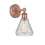 Innovations Lighting Conesus 13" Tall Wall Sconce Antique Copper / Clear Crackle
