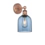 Innovations Lighting Bella 12" Tall Bathroom Sconce Antique Copper / Princess Blue