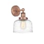 Innovations Lighting Bell 10" Tall Wall Sconce Antique Copper / Clear Deco Swirl