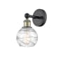 Innovations Lighting Athens Deco Swirl 11" Tall Wall Sconce Black Antique Brass / Clear Deco Swirl
