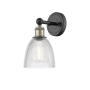 Innovations Lighting Castile 12" Tall Wall Sconce Black Antique Brass / Clear