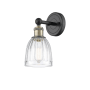Innovations Lighting Brookfield 12" Tall Wall Sconce Black Antique Brass / Clear