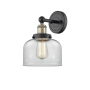 Innovations Lighting Bell 10" Tall Wall Sconce Black Antique Brass / Clear