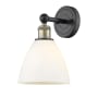 Innovations Lighting Bristol Glass 12" Tall Wall Sconce Black Antique Brass / Matte White