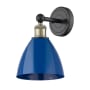 Innovations Lighting Plymouth Dome 12" Tall Wall Sconce Black Antique Brass / Blue