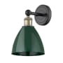 Innovations Lighting Plymouth Dome 12" Tall Wall Sconce Black Antique Brass / Green