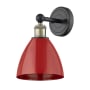 Innovations Lighting Plymouth Dome 12" Tall Wall Sconce Black Antique Brass / Red