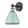 Innovations Lighting Plymouth Dome 12" Tall Wall Sconce Black Antique Brass / Seafoam