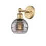 Innovations Lighting Rochester 10" Tall Bathroom Sconce Brushed Brass / Light Smoke