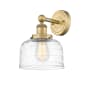 Innovations Lighting Bell 10" Tall Wall Sconce Brushed Brass / Clear Deco Swirl