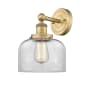 Innovations Lighting Bell 10" Tall Wall Sconce Brushed Brass / Clear