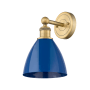 Innovations Lighting Plymouth Dome 12" Tall Wall Sconce Brushed Brass / Blue