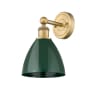Innovations Lighting Plymouth Dome 12" Tall Wall Sconce Brushed Brass / Green
