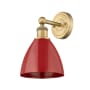 Innovations Lighting Plymouth Dome 12" Tall Wall Sconce Brushed Brass / Red