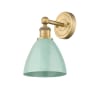 Innovations Lighting Plymouth Dome 12" Tall Wall Sconce Brushed Brass / Seafoam
