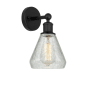 Innovations Lighting Conesus 13" Tall Wall Sconce Matte Black / Clear Crackle