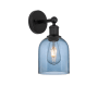 Innovations Lighting Bella 12" Tall Bathroom Sconce Matte Black / Princess Blue
