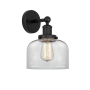 Innovations Lighting Bell 10" Tall Wall Sconce Matte Black / Clear