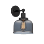 Innovations Lighting Bell 10" Tall Wall Sconce Matte Black / Plated Smoke