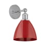 Innovations Lighting Plymouth Dome 12" Tall Wall Sconce Polished Chrome / Red