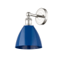 Innovations Lighting Plymouth Dome 12" Tall Wall Sconce Polished Nickel / Blue