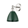 Innovations Lighting Plymouth Dome 12" Tall Wall Sconce Polished Nickel / Green