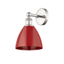Innovations Lighting Plymouth Dome 12" Tall Wall Sconce Polished Nickel / Red