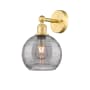 Innovations Lighting Athens Deco Swirl 12" Tall Bathroom Sconce Satin Gold / Light Smoke Deco Swirl