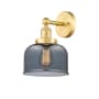 Innovations Lighting Bell 10" Tall Wall Sconce Satin Gold / Plated Smoke