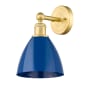 Innovations Lighting Plymouth Dome 12" Tall Wall Sconce Satin Gold / Blue