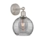 Innovations Lighting Athens Deco Swirl 12" Tall Bathroom Sconce Satin Nickel / Light Smoke Deco Swirl