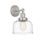 Innovations Lighting Bell 10" Tall Wall Sconce Brushed Satin Nickel / Clear Deco Swirl