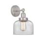 Innovations Lighting Bell 10" Tall Wall Sconce Brushed Satin Nickel / Clear