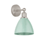 Innovations Lighting Plymouth Dome 12" Tall Wall Sconce Brushed Satin Nickel / Seafoam