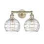 Innovations Lighting Athens 2 Light 17" Wide Vanity Light Antique Brass / Clear Deco Swirl
