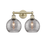 Innovations Lighting Athens Deco Swirl 2 Light 17" Wide Vanity Light Antique Brass / Light Smoke Deco Swirl
