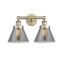 Innovations Lighting Cone 2 Light 16" Wide Vanity Light Antique Brass / Plated Smoke