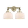Innovations Lighting Bell 2 Light 16" Wide Vanity Light Antique Brass / Matte White