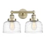 Innovations Lighting Bell 2 Light 16" Wide Vanity Light Antique Brass / Clear Deco Swirl