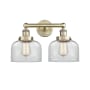Innovations Lighting Bell 2 Light 16" Wide Vanity Light Antique Brass / Clear