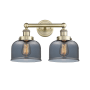 Innovations Lighting Bell 2 Light 16" Wide Vanity Light Antique Brass / Plated Smoke