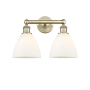 Innovations Lighting Bristol Glass 2 Light 17" Wide Vanity Light Antique Brass / Matte White