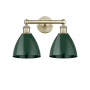 Innovations Lighting Plymouth Dome 2 Light 17" Wide Vanity Light Antique Brass / Green